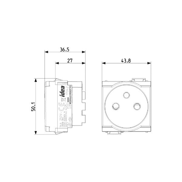 thumbnail image 2 of Vimar IDEA 16203 Sicury Socket 2P+T Two-Pass - Gray 2 of 6