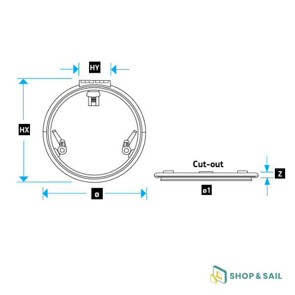 Panneau de pont rond Lewmar Low Profile dimensions Panneau de pont rond Lewmar Low Profile dimensions