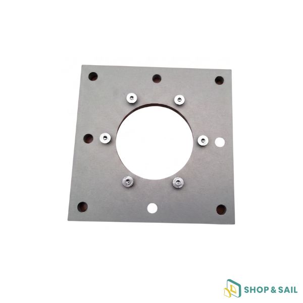 Platine carrée en aluminium pour support de boîtier de safran Fountaine Pajot. Pièce de remplacement robuste pour le système de gouverne de votre catamaran.