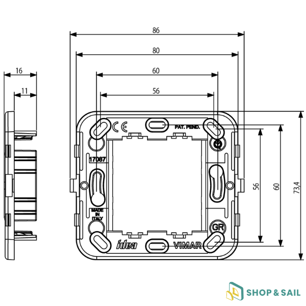 Support Idea 2 modules réduits Vimar Support Vimar 17087 gris sans vis pour 2 modules réduits, série IDEA