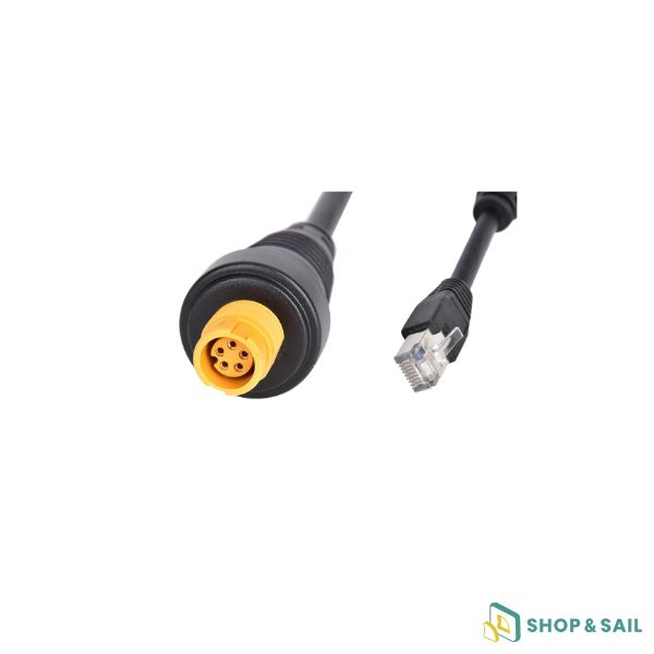 Câble adaptateur Ethernet Navico 5 broches vers RJ45 mâle Navico-2 Câble adaptateur Ethernet Navico Simrad avec connecteur rond jaune 5 broches et prise RJ45 mâle.