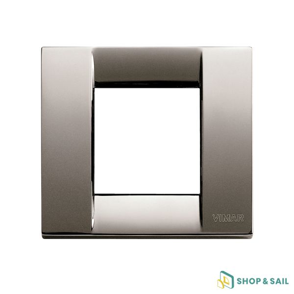 Plaque de finition Vimar Classica 17092.31 en métal chrome noir brillant, 1 module ou 2 modules réduits