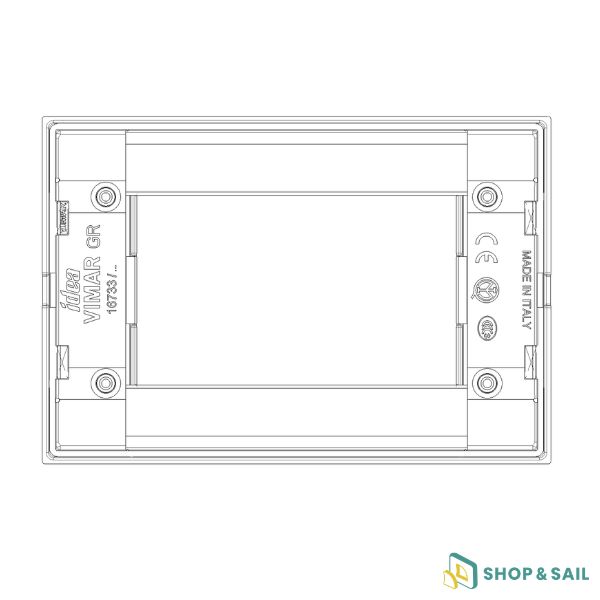 Plaque Classica métal chrome 3 modules Vimar-3 Plaque de finition Vimar Classica 16733.36 à 3 modules en métal chromé brillant.